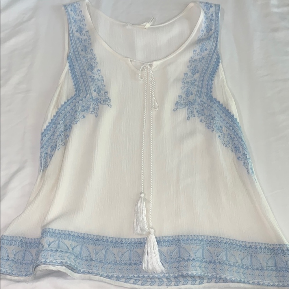 White and blue top